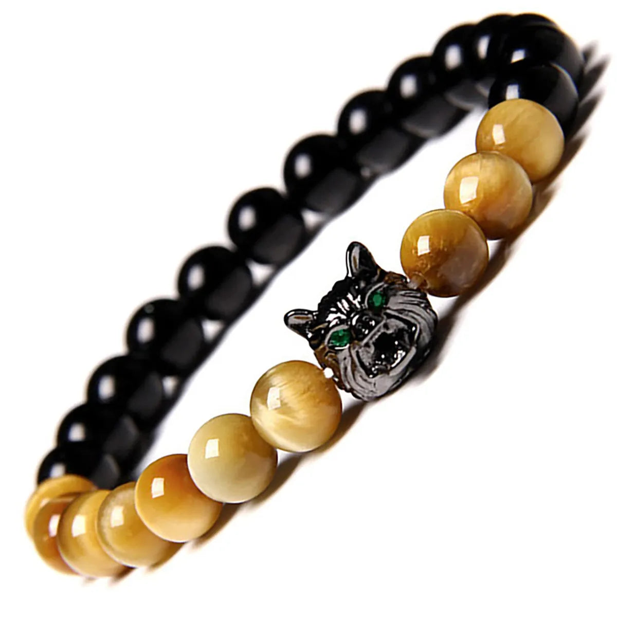 Classic Style Round Natural Stone Tiger Eye Beaded Handmade Unisex Bracelets