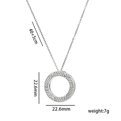 Classic Style Round Titanium Steel Pendant Necklace