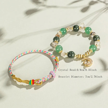 Classic Style Shiny Rabbit Moon Cherry 14K Gold Plated Natural Crystal Wholesale Bangle