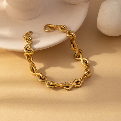 Classic Style Solid Color 304 Stainless Steel 18K Gold Plated Bracelets In Bulk