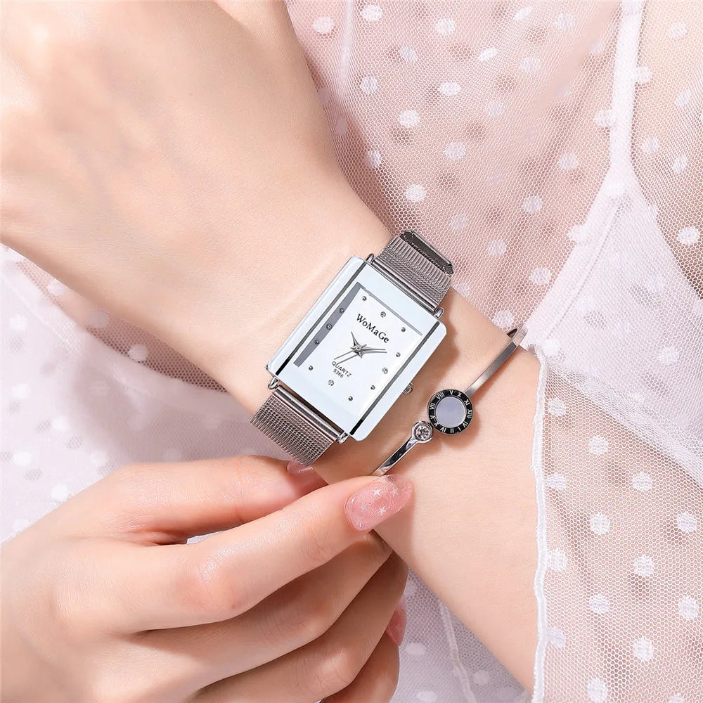 Classic Style Solid Color Buckle Quartz Women'S Watches