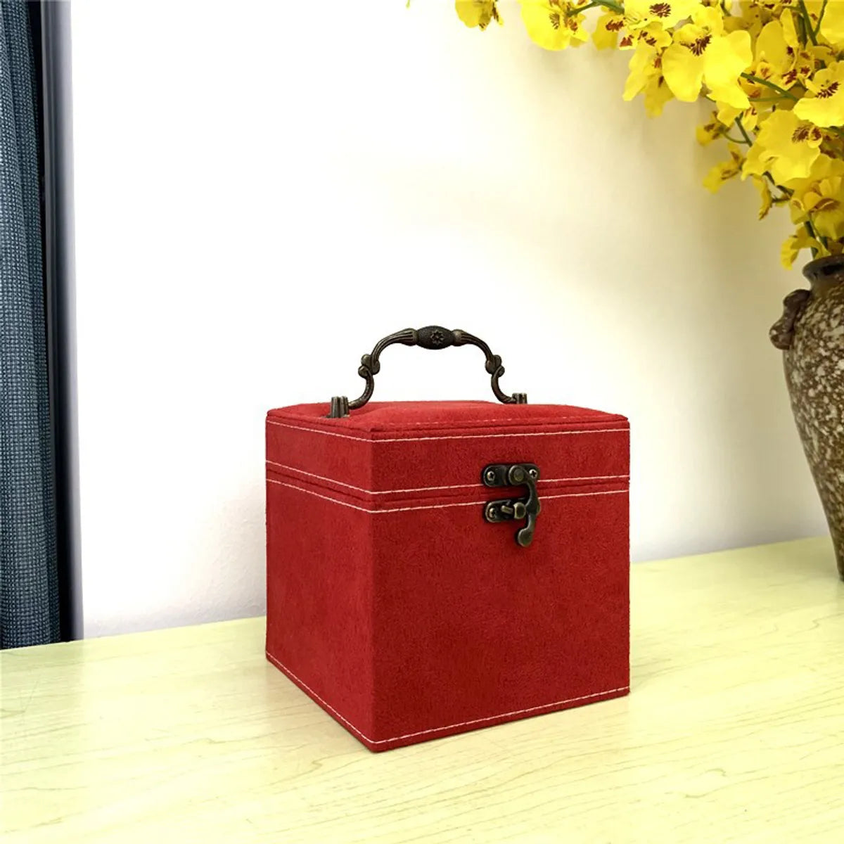 Classic Style Solid Color Flannel  Jewelry Boxes