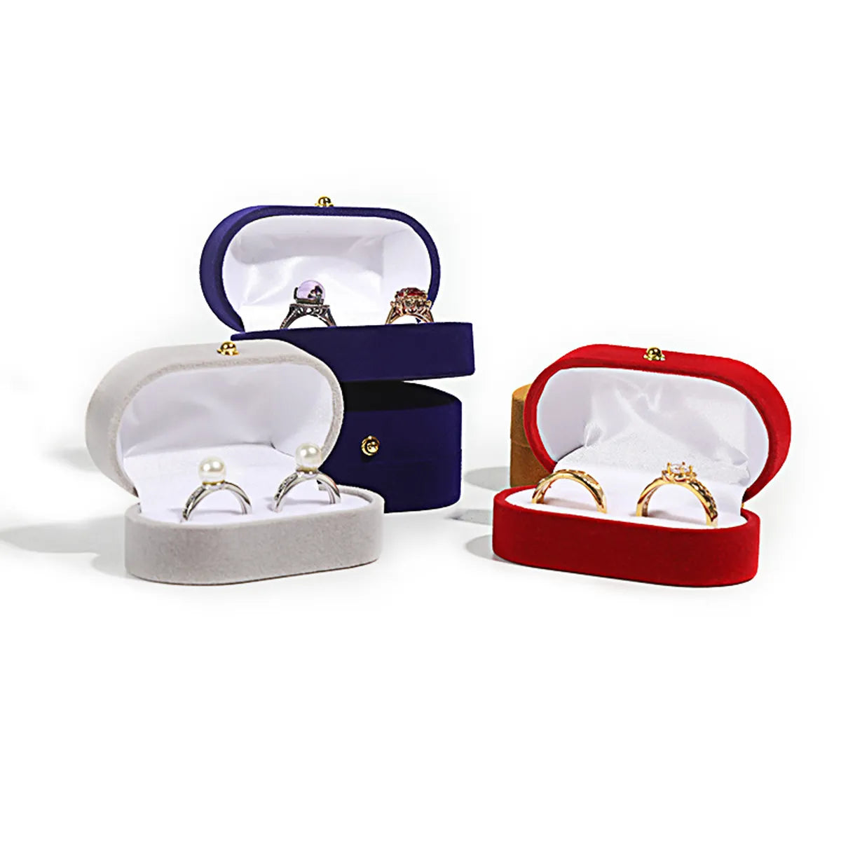 Classic Style Solid Color Flannel Wholesale Jewelry Boxes