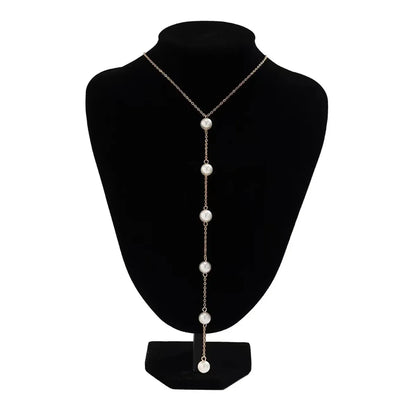 Classic Style Solid Color Imitation Pearl Alloy Wholesale Long Necklace