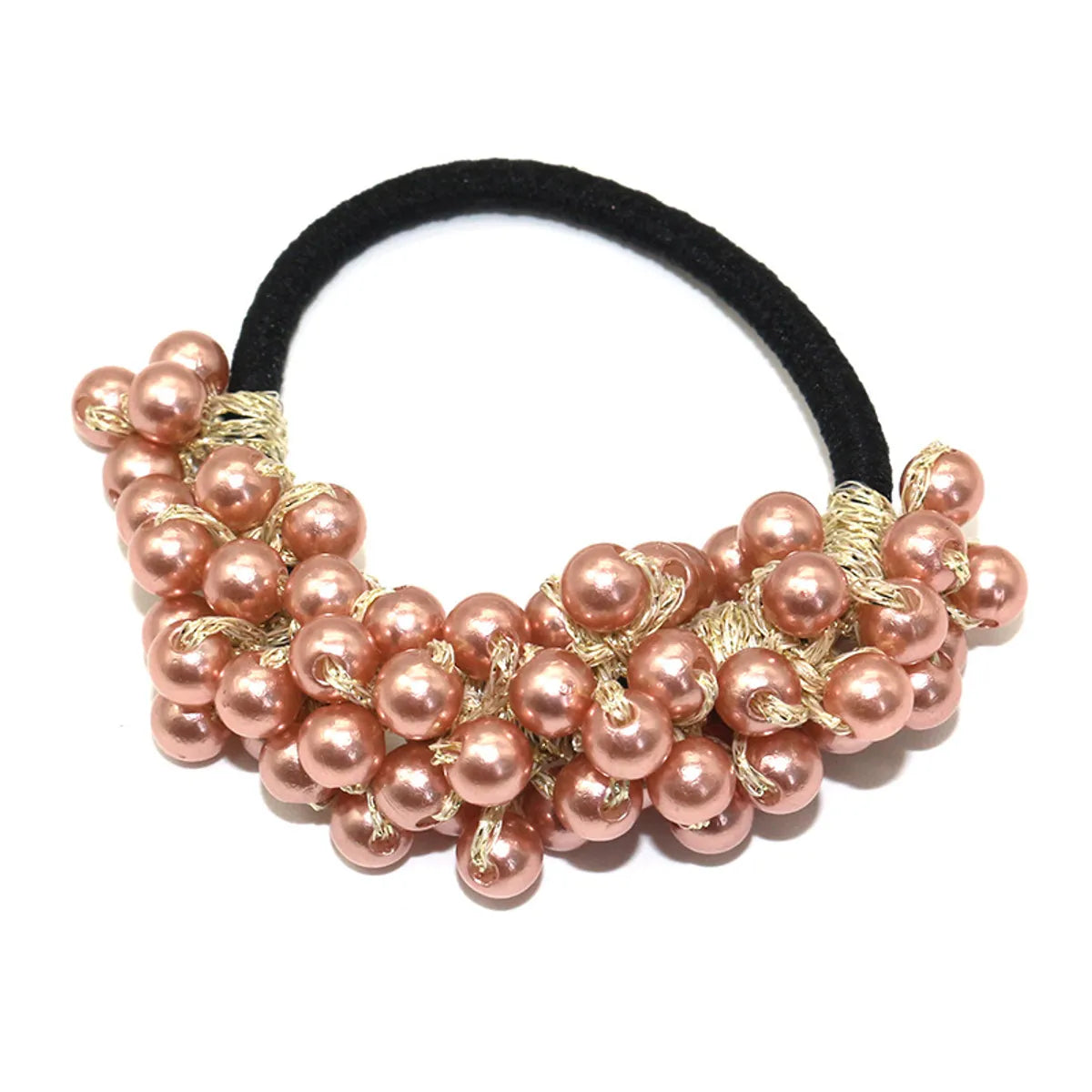 Women'S Classic Style Solid Color Pearl Braid Hair Tie