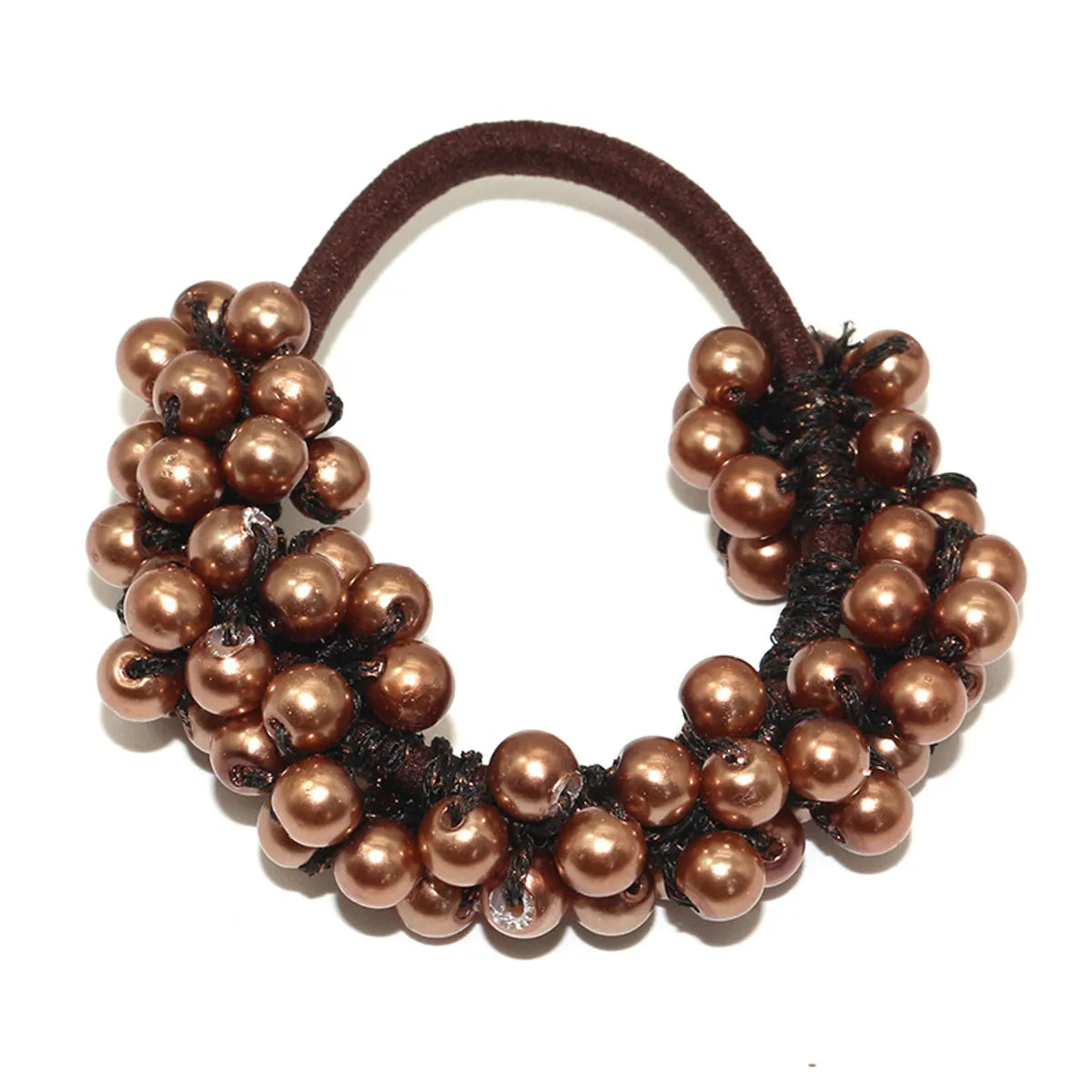 Women'S Classic Style Solid Color Pearl Braid Hair Tie