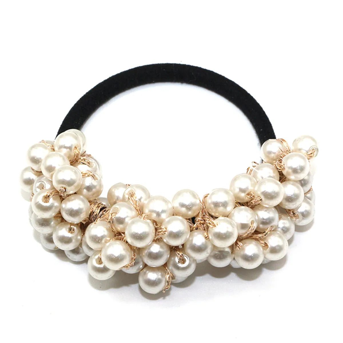 Women'S Classic Style Solid Color Pearl Braid Hair Tie