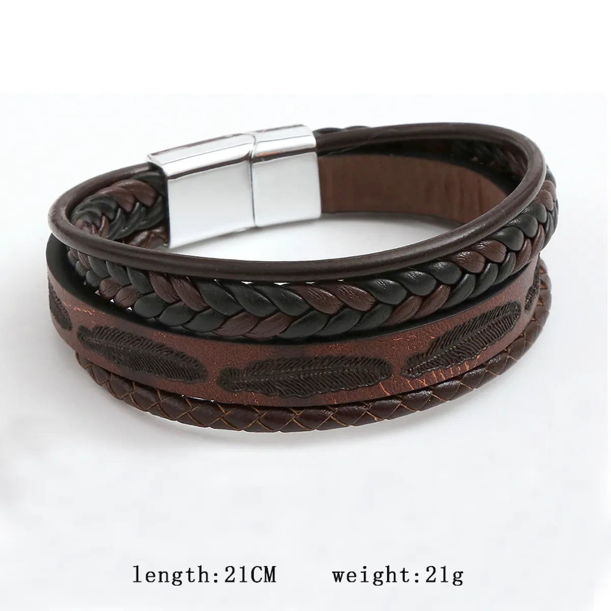 Classic Style Solid Color Pu Leather Alloy Men'S Bracelets