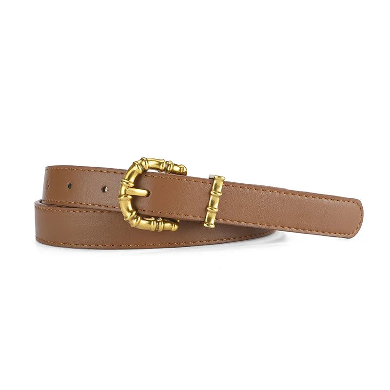 Classic Style Solid Color Pu Leather Alloy Women'S Leather Belts