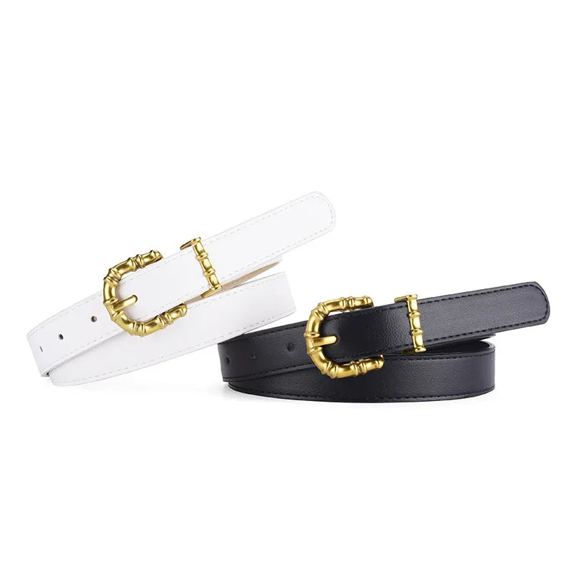 Classic Style Solid Color Pu Leather Alloy Women'S Leather Belts