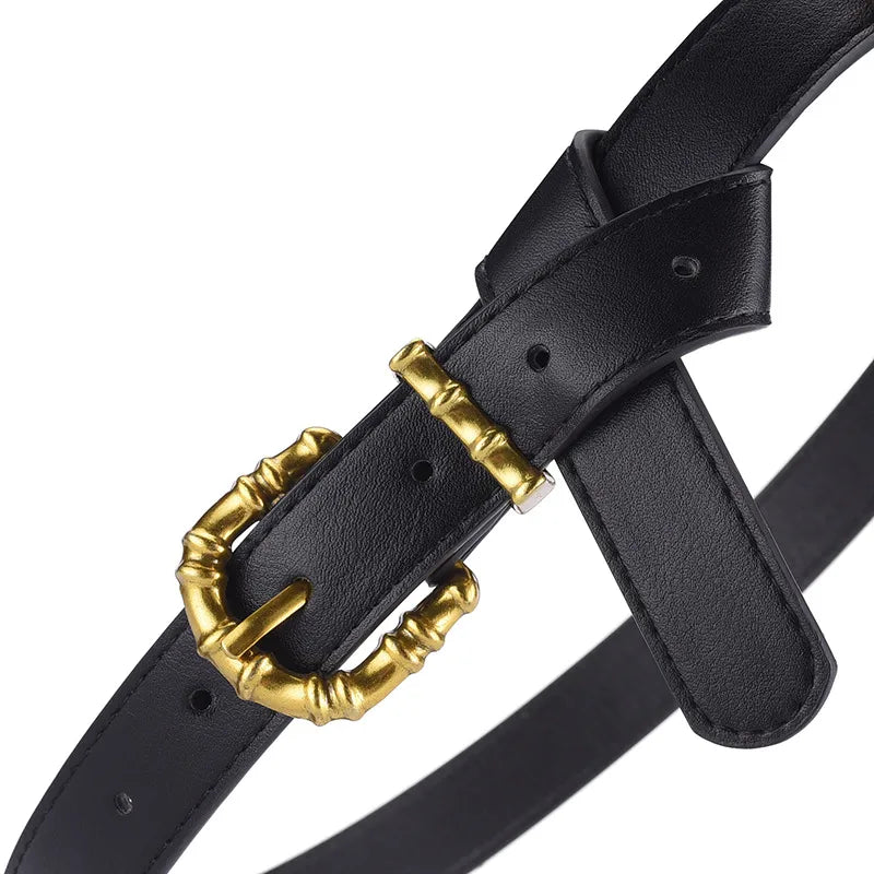 Classic Style Solid Color Pu Leather Alloy Women'S Leather Belts