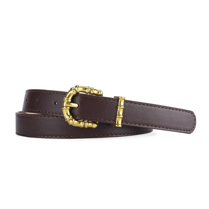 Classic Style Solid Color Pu Leather Alloy Women'S Leather Belts