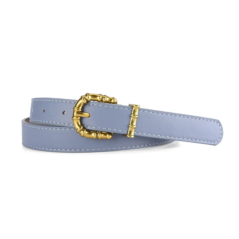 Classic Style Solid Color Pu Leather Alloy Women'S Leather Belts