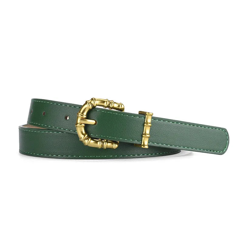 Classic Style Solid Color Pu Leather Alloy Women'S Leather Belts