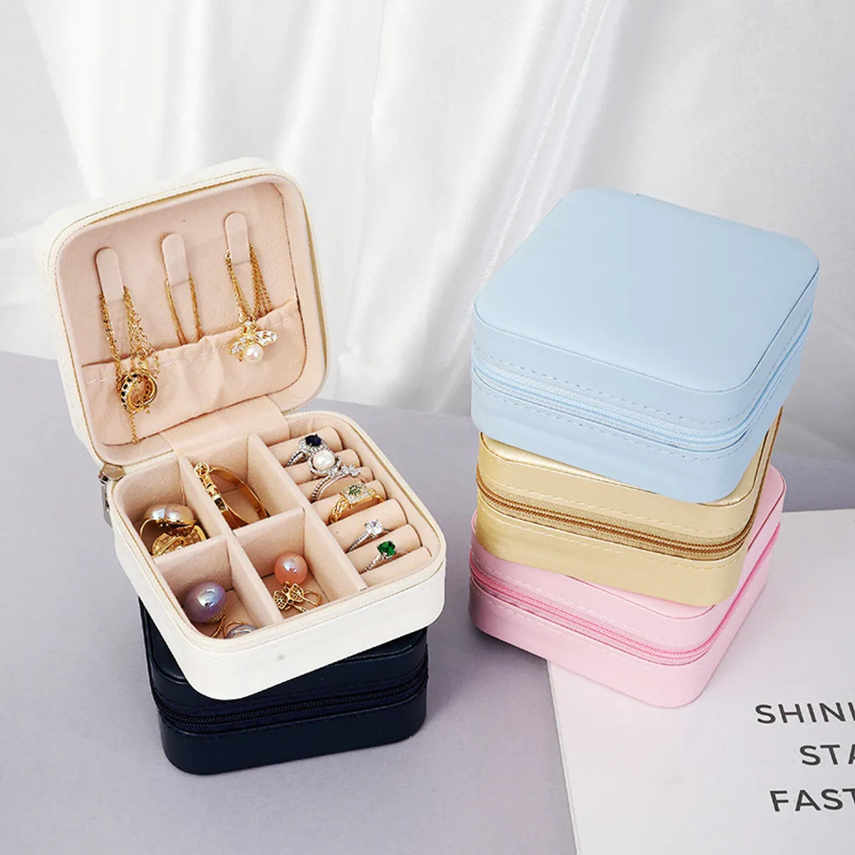 Classic Style Solid Color Pu Leather Wholesale Jewelry Boxes