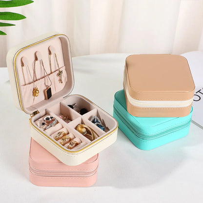 Classic Style Solid Color Pu Leather Jewelry Boxes