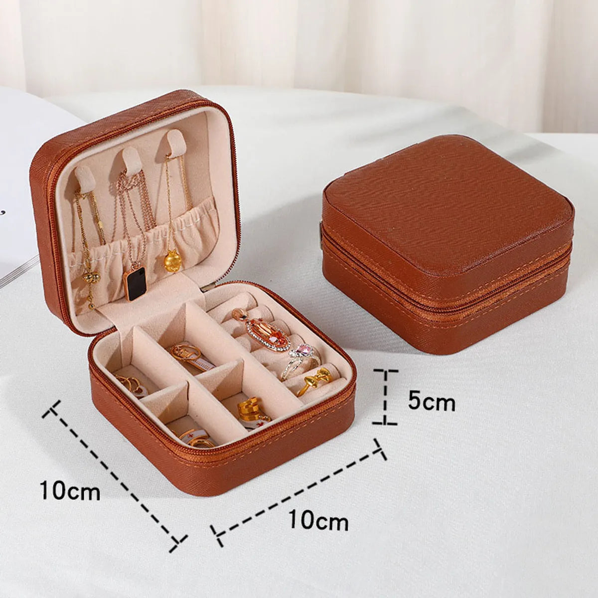 Classic Style Solid Color Pu Leather Jewelry Boxes