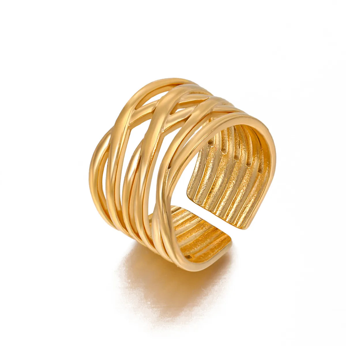 Classic Style Solid Color Stainless Steel Plating 18k Gold Plated Open Ring