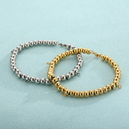 Classic Style Solid Color Stainless Steel Beaded Plating Bracelets