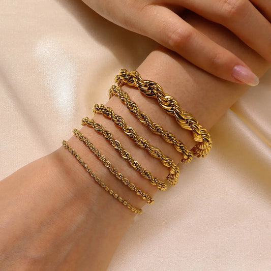 Classic Style Solid Color Stainless Steel Plating 18k Gold Plated Bracelets