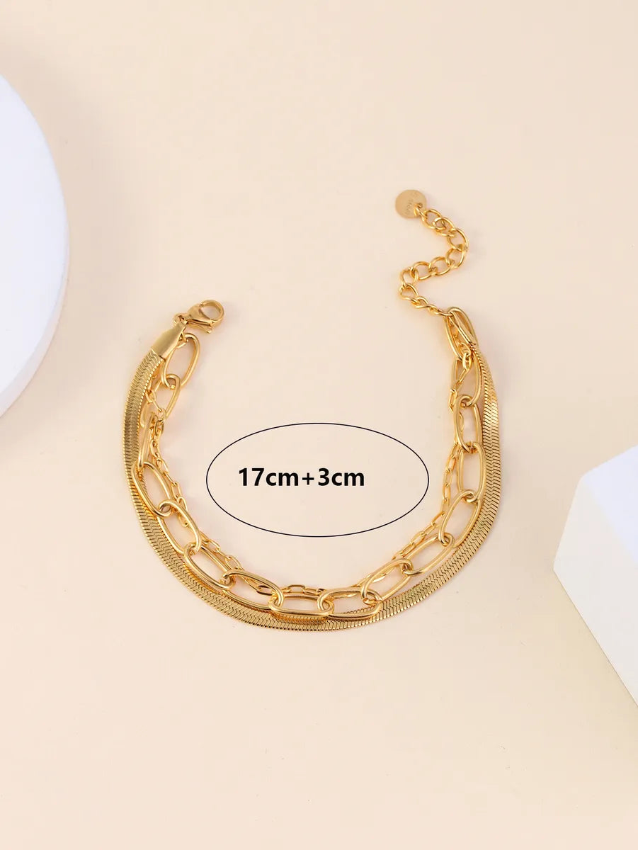 Classic Style Solid Color Stainless Steel Plating 18k Gold Plated Bracelets