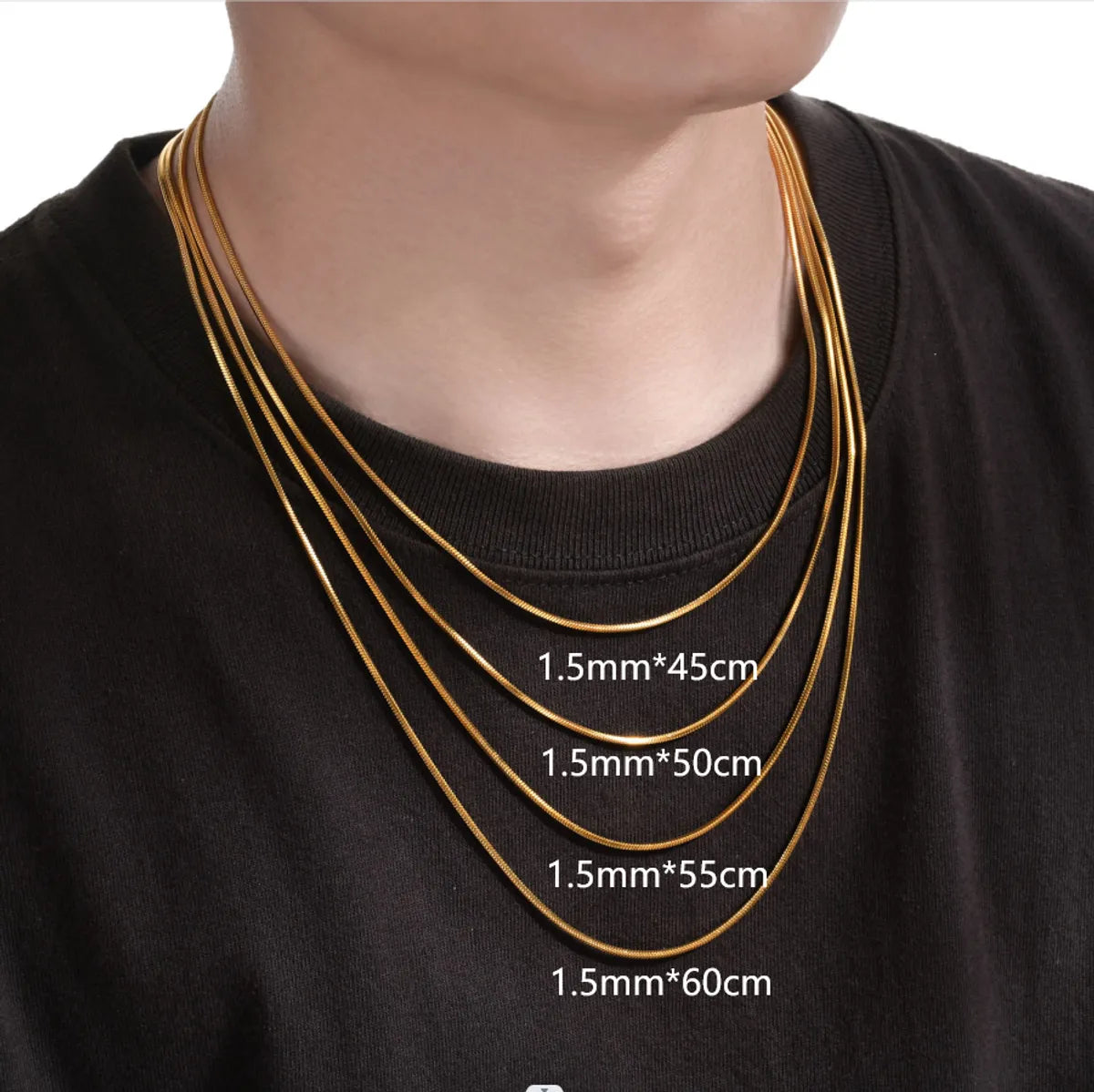 Classic Style Solid Color 201 Stainless Steel Plating 18K Gold Plated Men'S Necklace