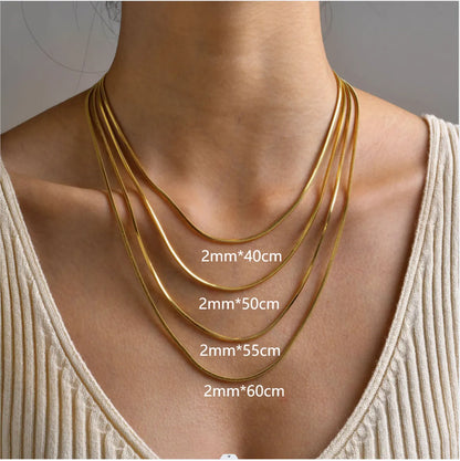 Classic Style Solid Color Stainless Steel Plating 18k Gold Plated Necklace