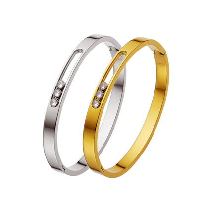 Classic Style Solid Color Stainless Steel Plating Gold Plated Bangle