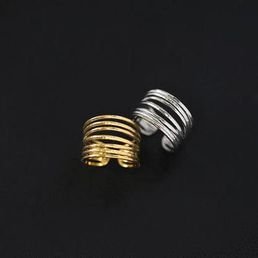 Classic Style Solid Color Titanium Steel 18k Gold Plated Open Ring In Bulk