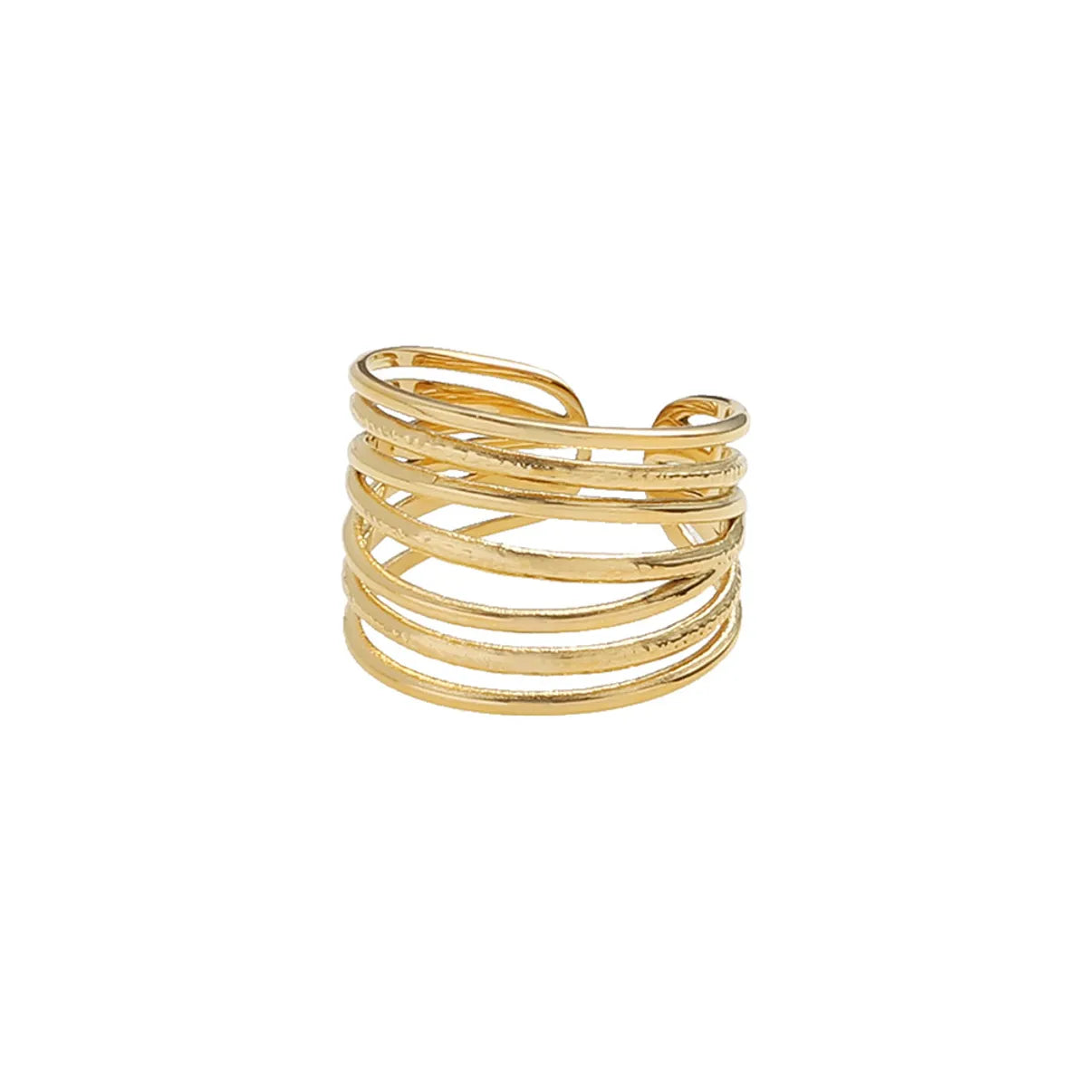 Classic Style Solid Color Titanium Steel 18k Gold Plated Open Ring In Bulk