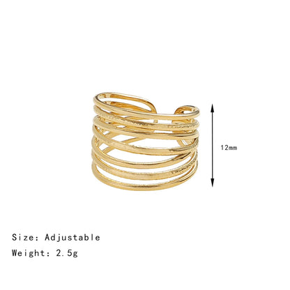 Classic Style Solid Color Titanium Steel 18k Gold Plated Open Ring In Bulk