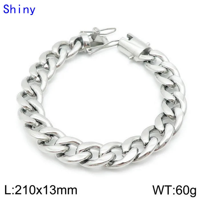 Classic Style Solid Color Titanium Steel Chain 18K Gold Plated Men'S Bracelets Necklace