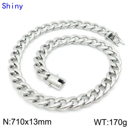 Classic Style Solid Color Titanium Steel Chain 18K Gold Plated Men'S Bracelets Necklace