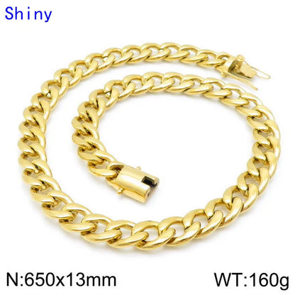 Classic Style Solid Color Titanium Steel Chain 18K Gold Plated Men'S Bracelets Necklace