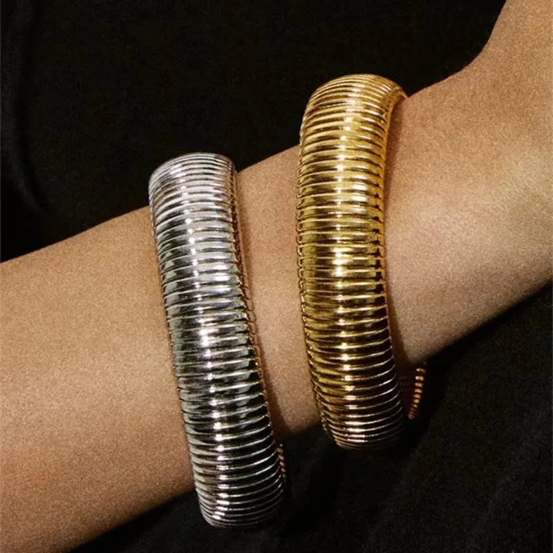 Classic Style Solid Color Titanium Steel Plating Bangle