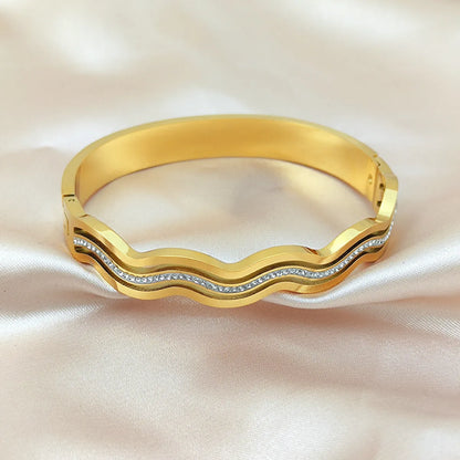 Classic Style Solid Color Titanium Steel Plating Gold Plated Bangle