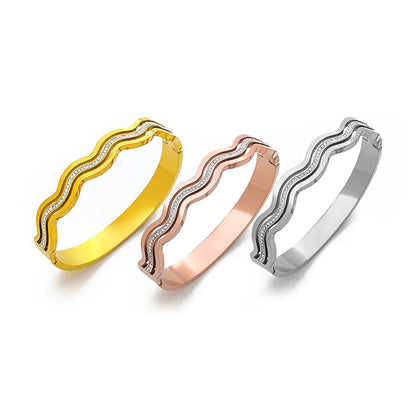 Classic Style Solid Color Titanium Steel Plating Gold Plated Bangle