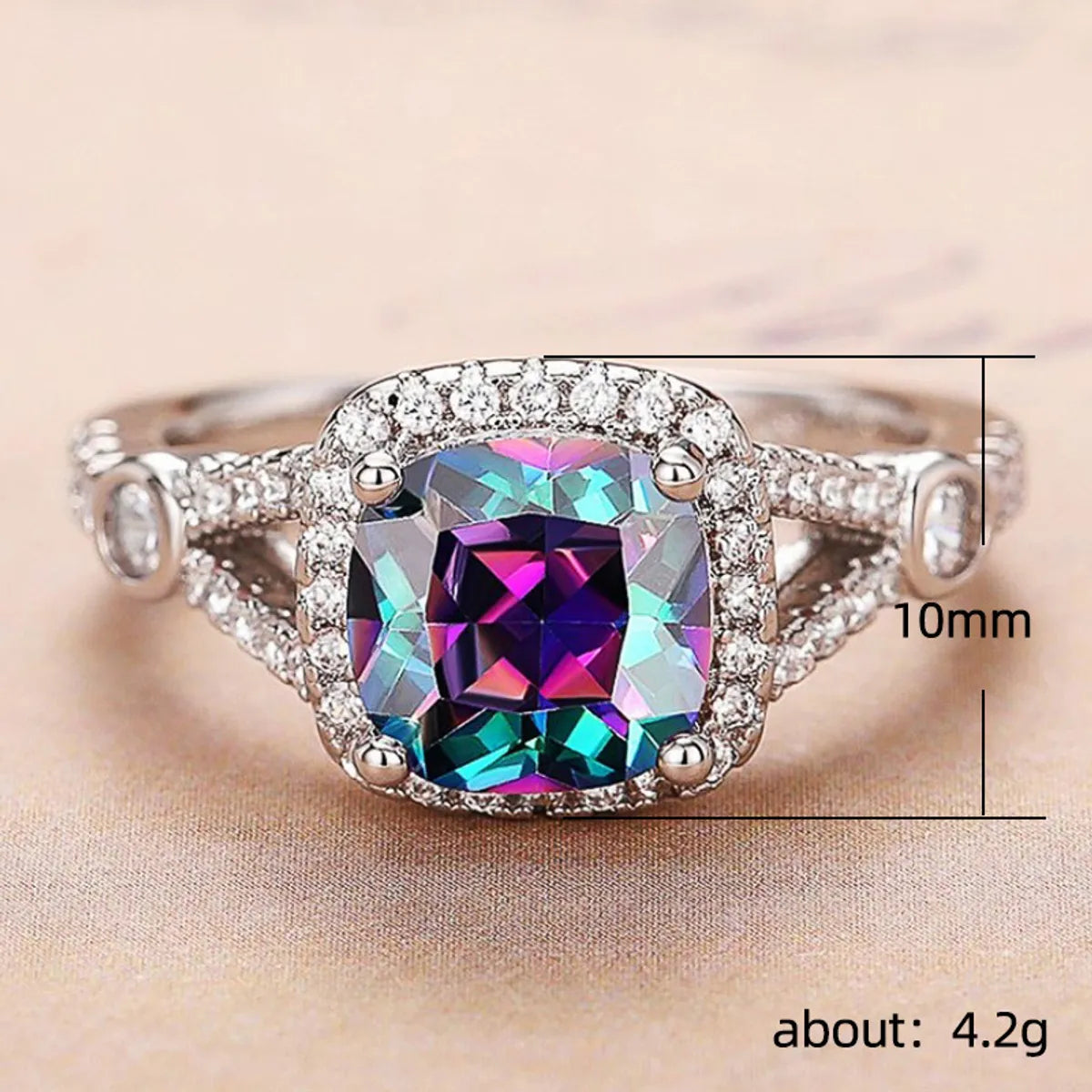 Classic Style Square Copper Plating Inlay Zircon Rings