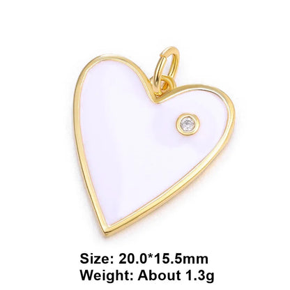 Classic Style Star Heart Shape Copper Enamel Plating Inlay Zircon Gold Plated Charms Jewelry Accessories