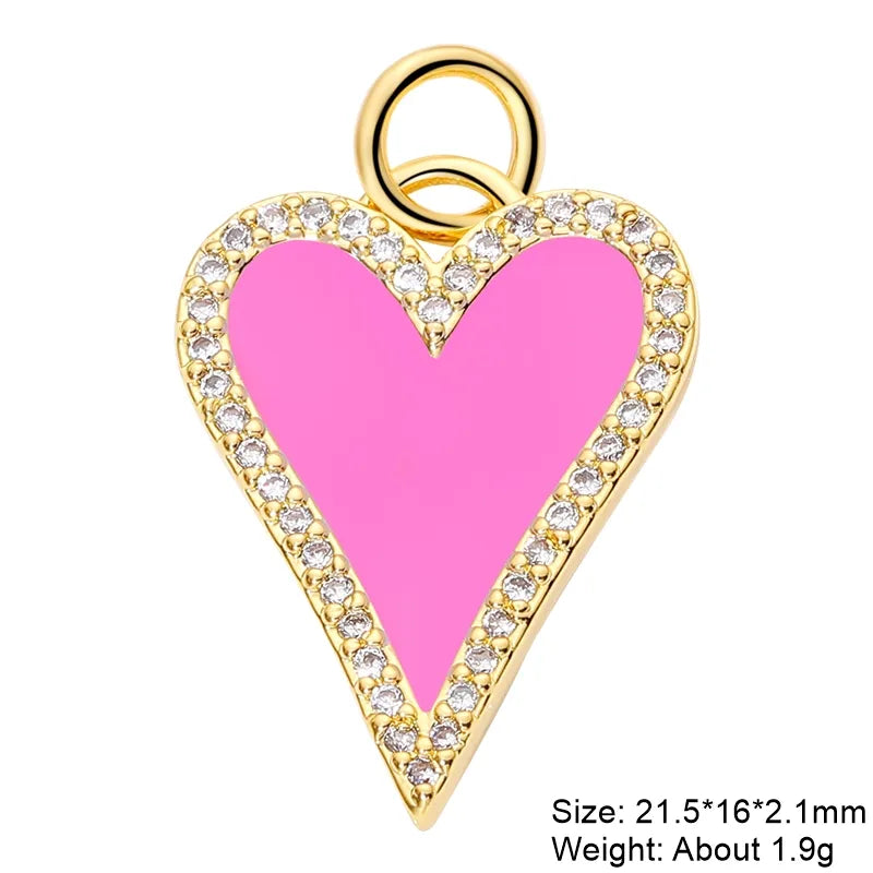 Classic Style Star Heart Shape Copper Enamel Plating Inlay Zircon Gold Plated Charms Jewelry Accessories