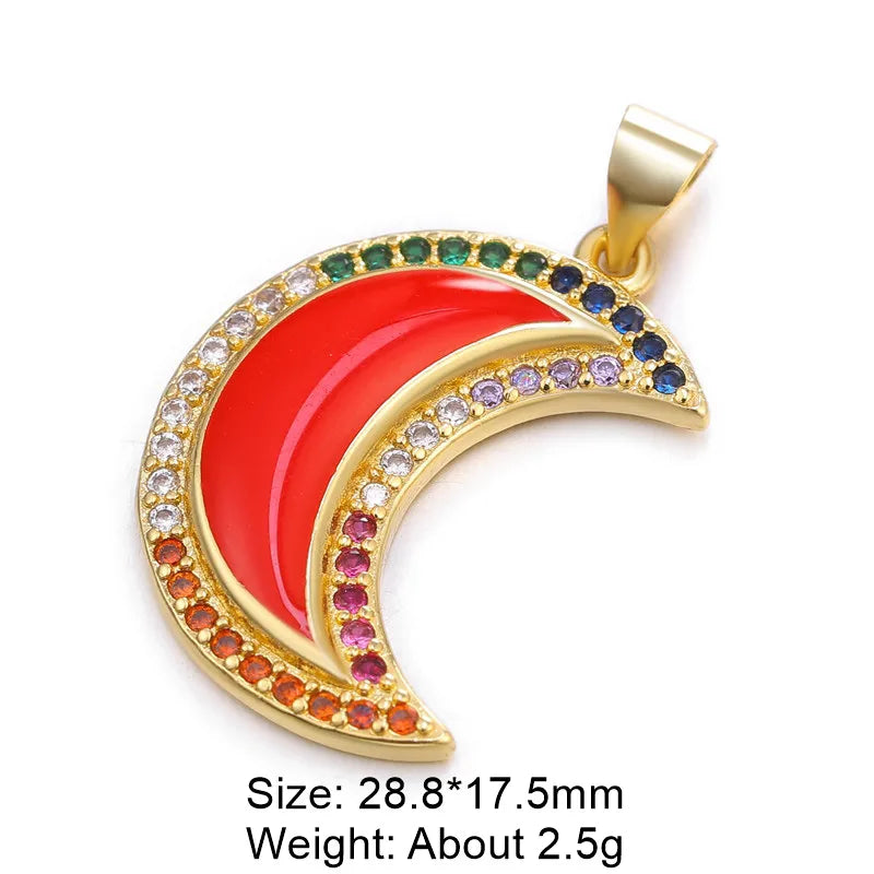 Classic Style Star Heart Shape Copper Enamel Plating Inlay Zircon Gold Plated Charms Jewelry Accessories