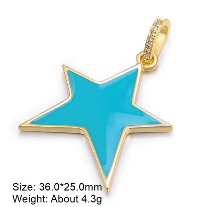 Classic Style Star Heart Shape Copper Enamel Plating Inlay Zircon Gold Plated Charms Jewelry Accessories