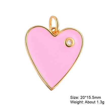 Classic Style Star Heart Shape Copper Enamel Plating Inlay Zircon Gold Plated Charms Jewelry Accessories