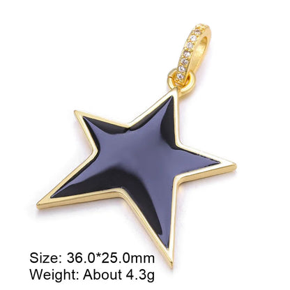 Classic Style Star Heart Shape Copper Enamel Plating Inlay Zircon Gold Plated Charms Jewelry Accessories