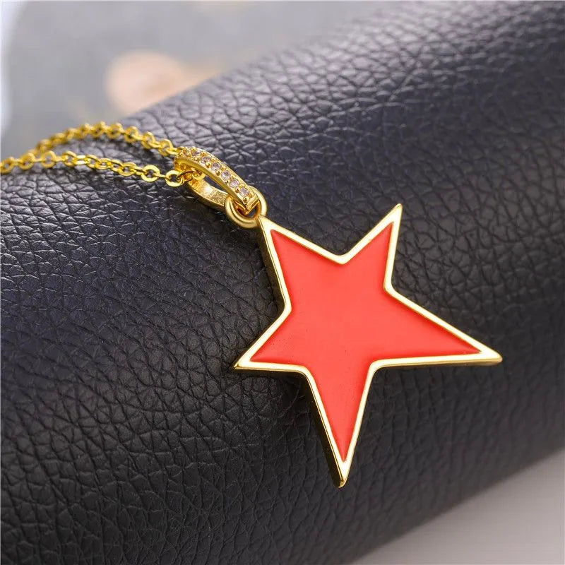 Classic Style Star Heart Shape Copper Enamel Plating Inlay Zircon Gold Plated Charms Jewelry Accessories