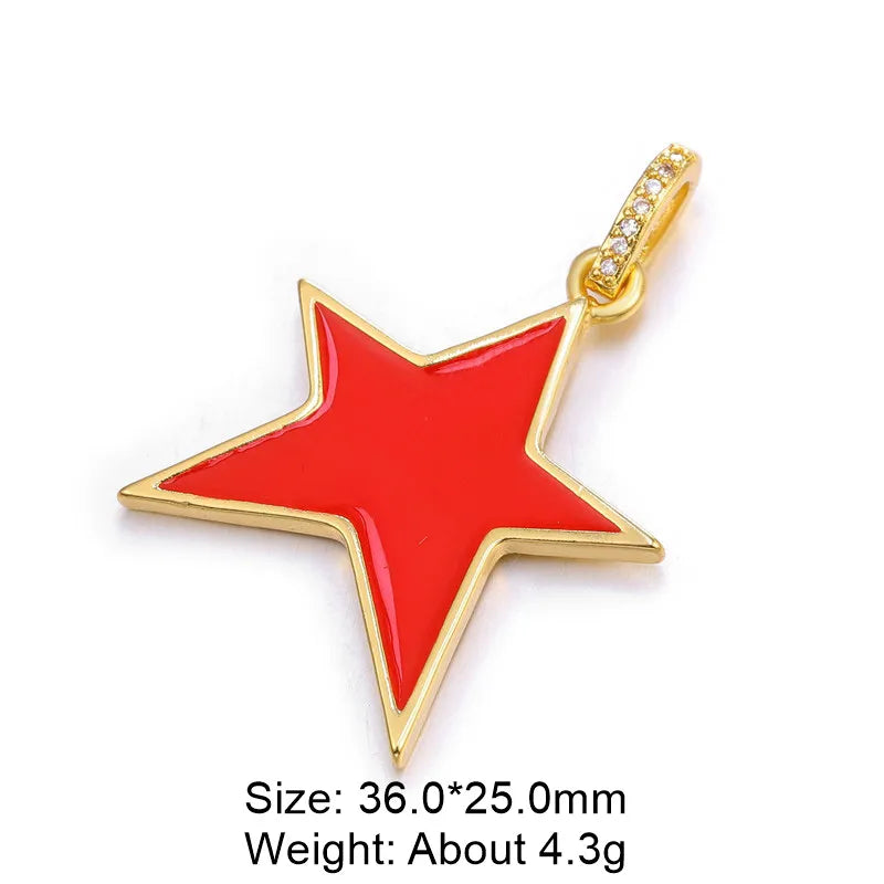 Classic Style Star Heart Shape Copper Enamel Plating Inlay Zircon Gold Plated Charms Jewelry Accessories