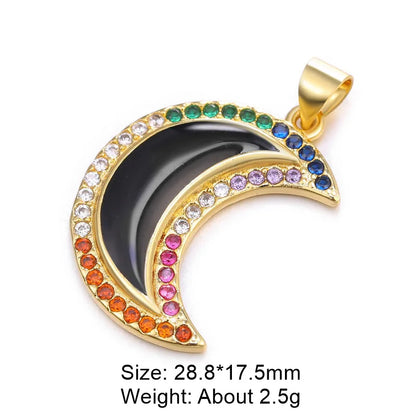 Classic Style Star Heart Shape Copper Enamel Plating Inlay Zircon Gold Plated Charms Jewelry Accessories