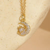 Classic Style Star Moon Copper Irregular Inlay Zircon 14k Gold Plated Pendant Necklace