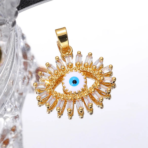 Classic Style Streetwear Cross Devil'S Eye Copper Plating Inlay Zircon 18k Gold Plated Charms