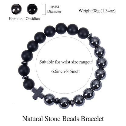 Classic Style Streetwear Geometric Cross Natural Stone Men'S Bracelets